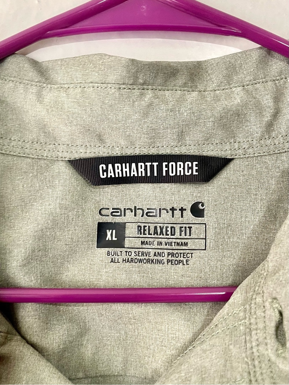 Carhartt Force Button Down Long Sleeve Shirt Mens XL Sage Green EUC - Picture 6 of 6